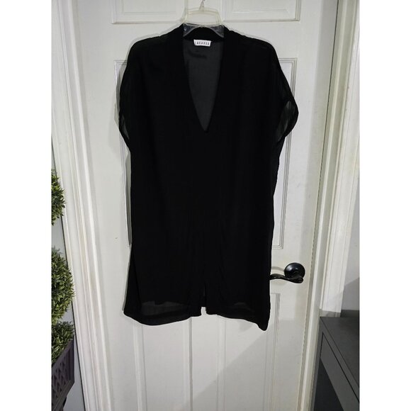 Lacausa Women's Black Sheer V-Neck Tunic Style Size M 100% Viscose Lightweight - Picture 2 of 10